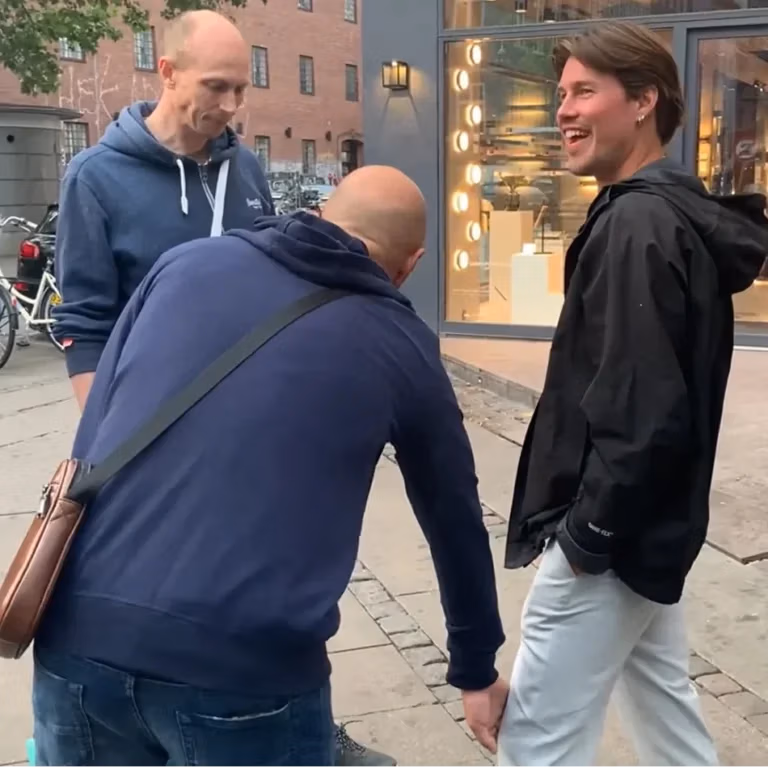 A young man is stopped on the street and his knee is miraculously healed when three Action Christianity men pray for him.