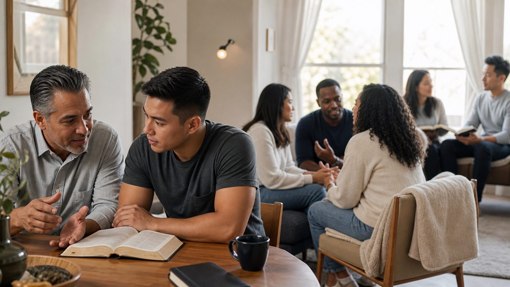 A mentor equips another leader as small groups multiply in a home