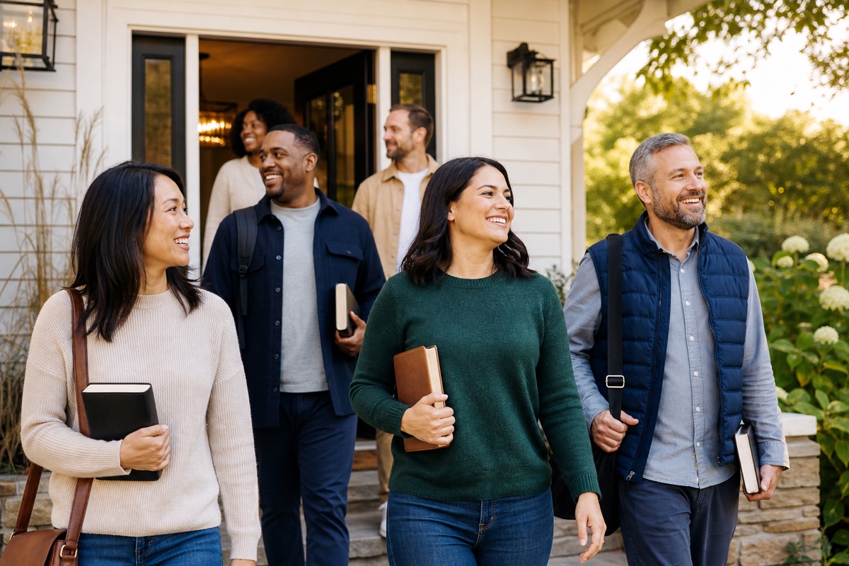 A diverse group of believers going out together to serve others