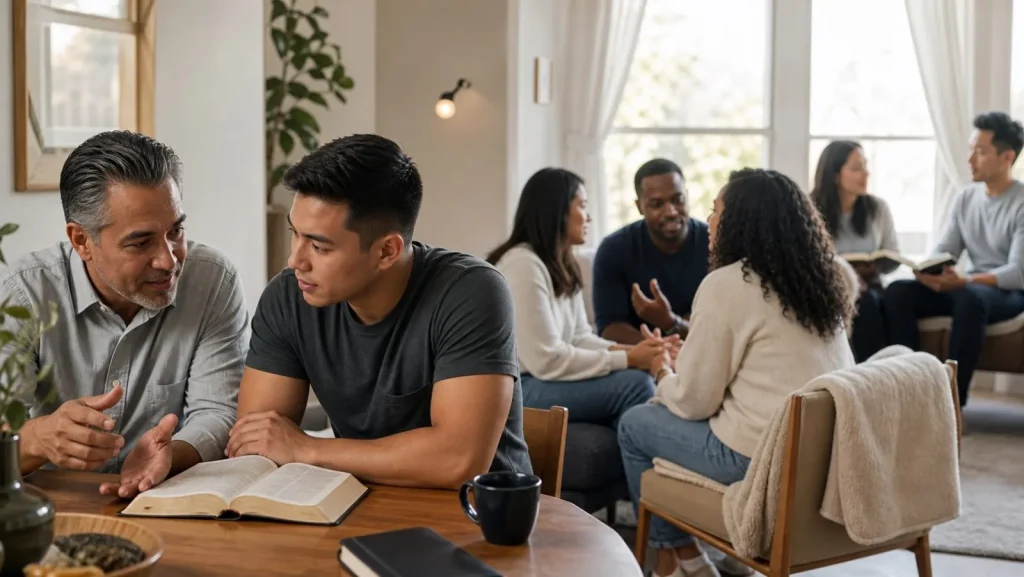 A mentor equips another leader as small groups multiply in a home