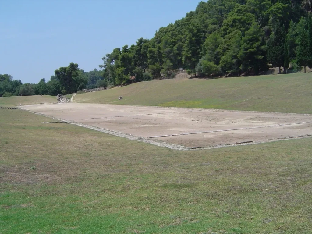 Ancient Olympic race track at Olympia, Greece