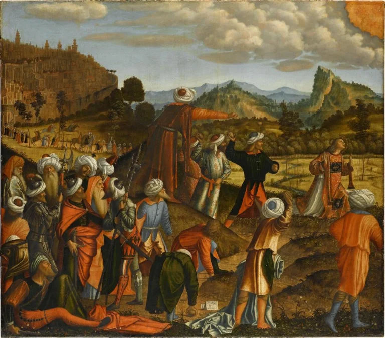 The stoning of Saint Stephen, painted by Vittore Carpaccio in 1520.